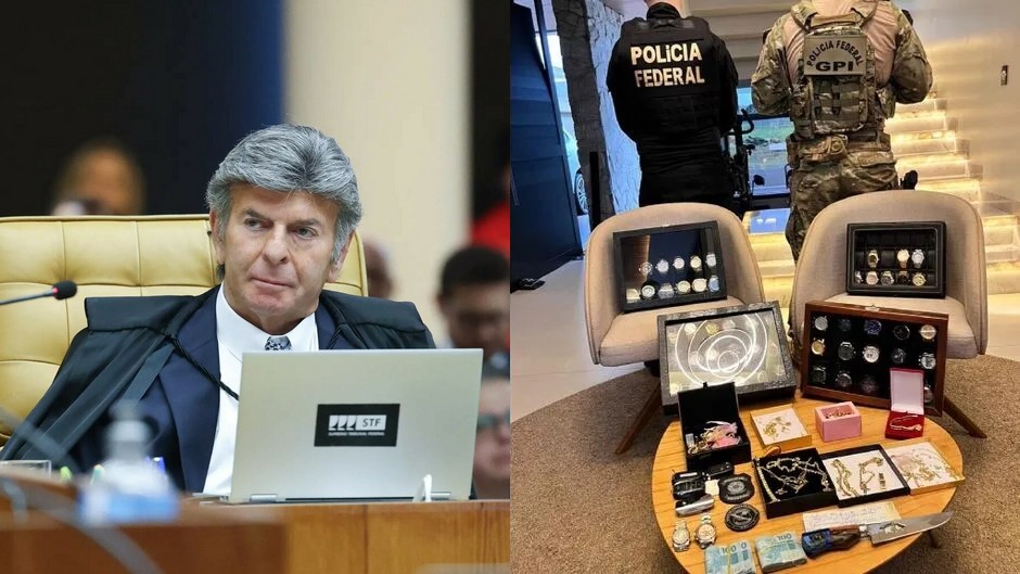 Fachada do edifício do Supremo Tribunal Federal em Brasília, com as colunas características e o brasão da República em destaque.